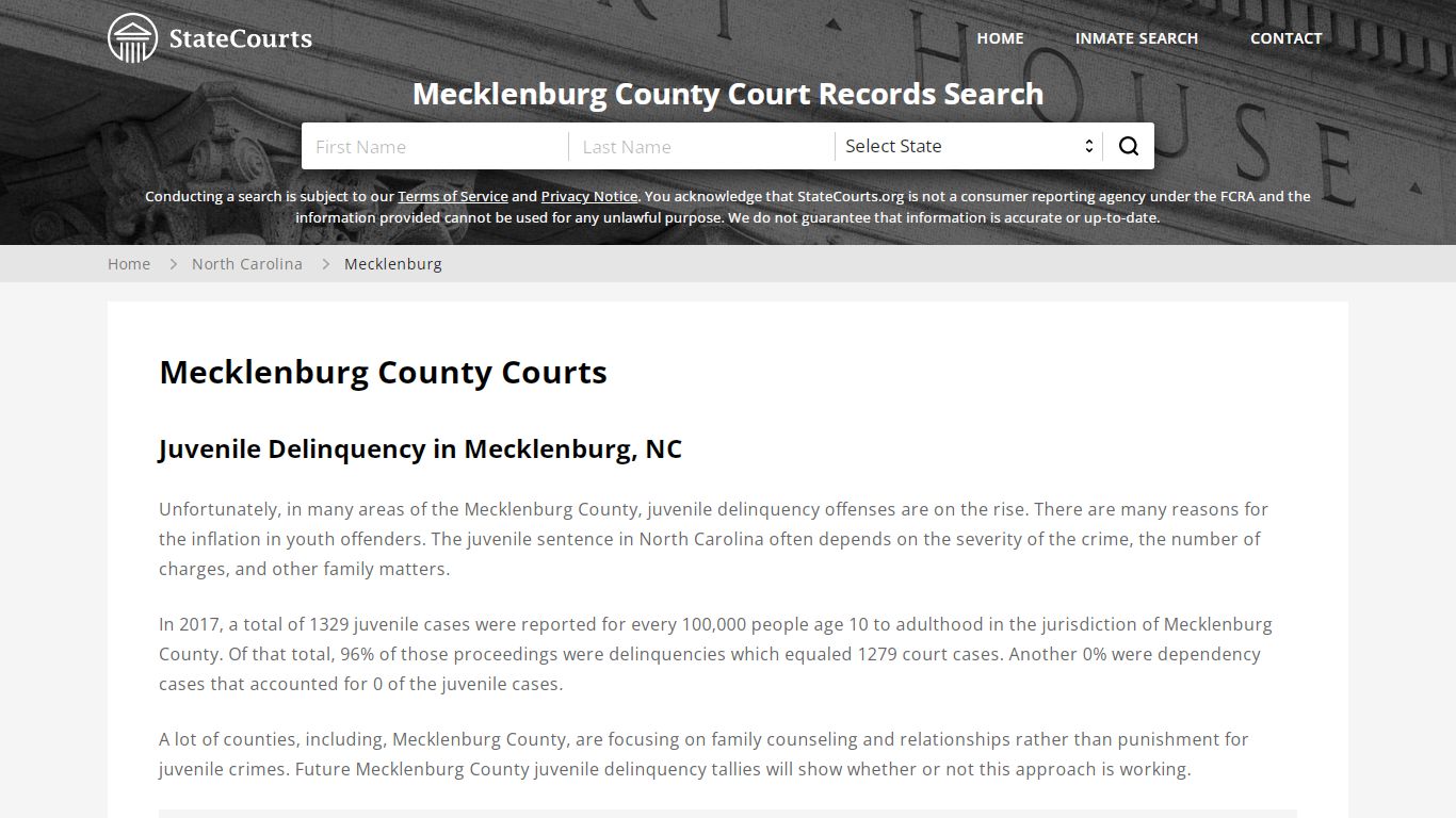 Mecklenburg County, NC Courts - Records & Cases - StateCourts